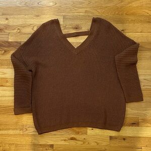 Women's Terracotta V-Neck Sweater